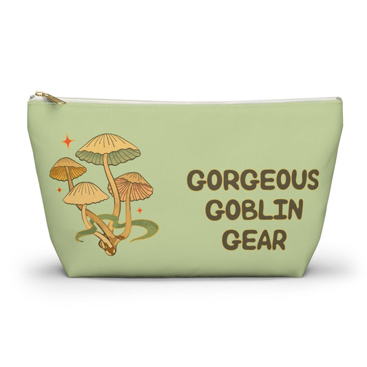 Goblin Gear Accessory Pouch: Mushroom Design, Gold Zipper