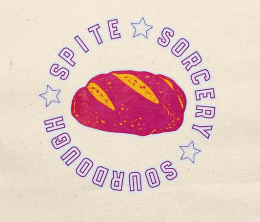 Spite Sorcery Sourdough Canvas Lunch Bag, Cottagecore Kitchen Witch Bread Illustration