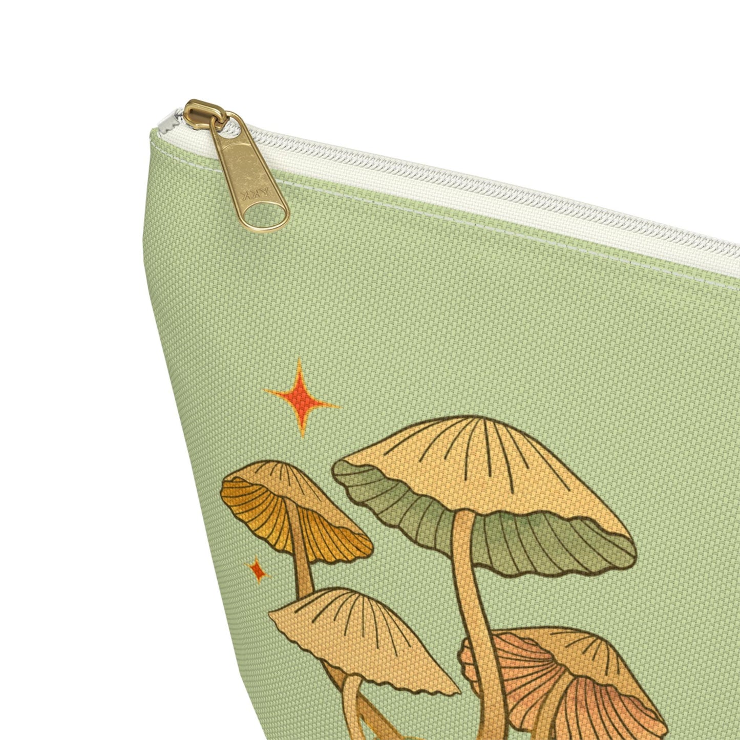 Goblin Gear Accessory Pouch: Mushroom Design, Gold Zipper