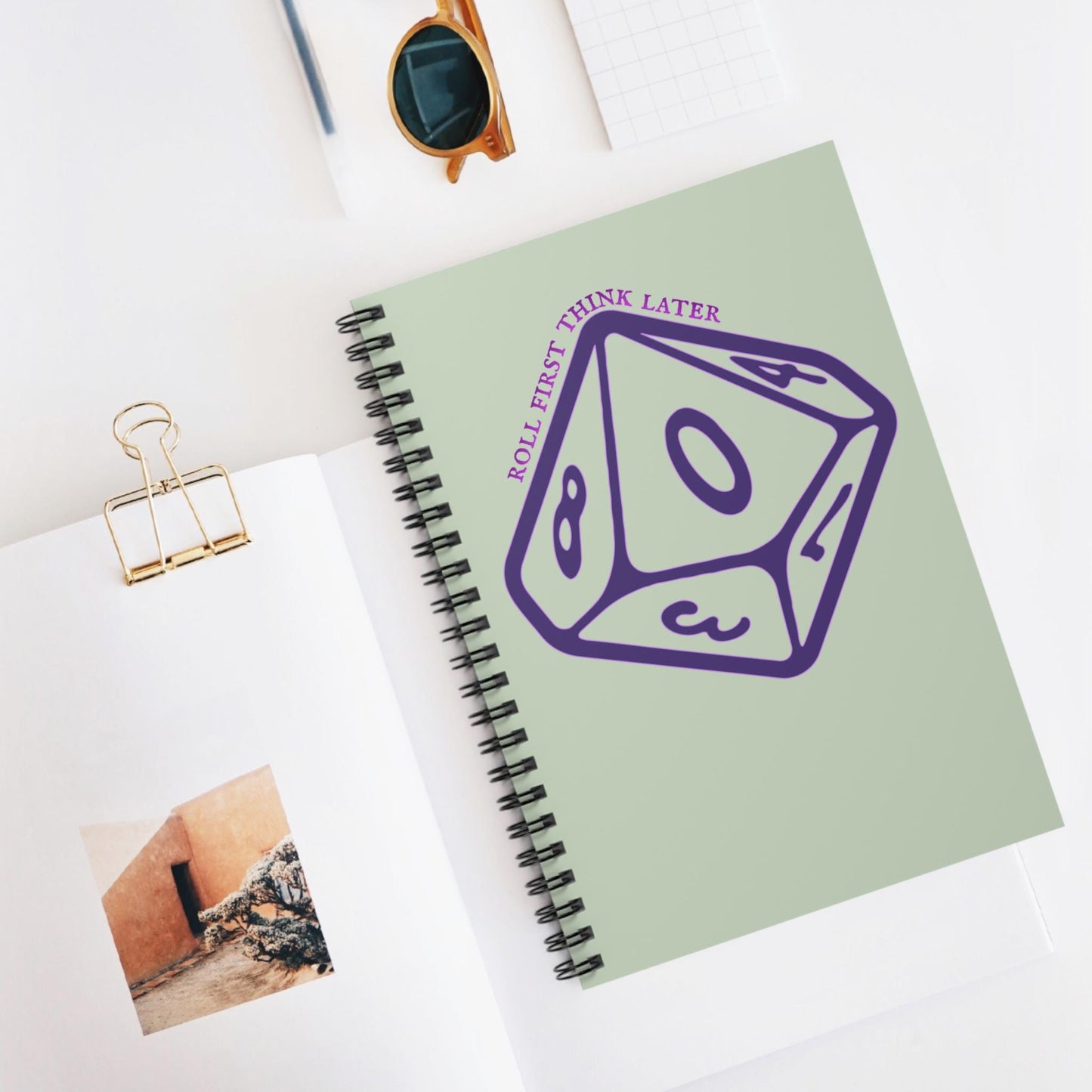 Roll First Think Later Dice Goblin Notebook DND Spiral Journal TTRPG Notes