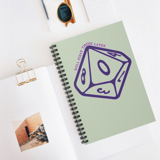 Roll First Think Later Dice Goblin Notebook DND Spiral Journal TTRPG Notes