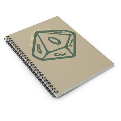Roll First Think Later Dice Goblin Notebook DND Spiral Journal TTRPG Notes
