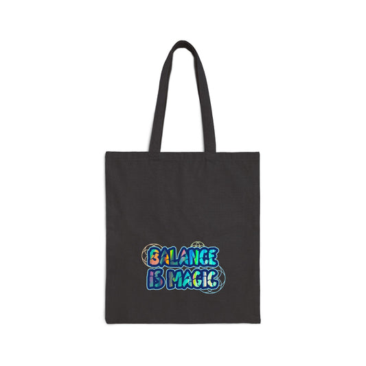 Balance Is Magic Witchy Cosmic Typography, Sacred Geometry Alchemy DND Goblin Gear Canvas Tote