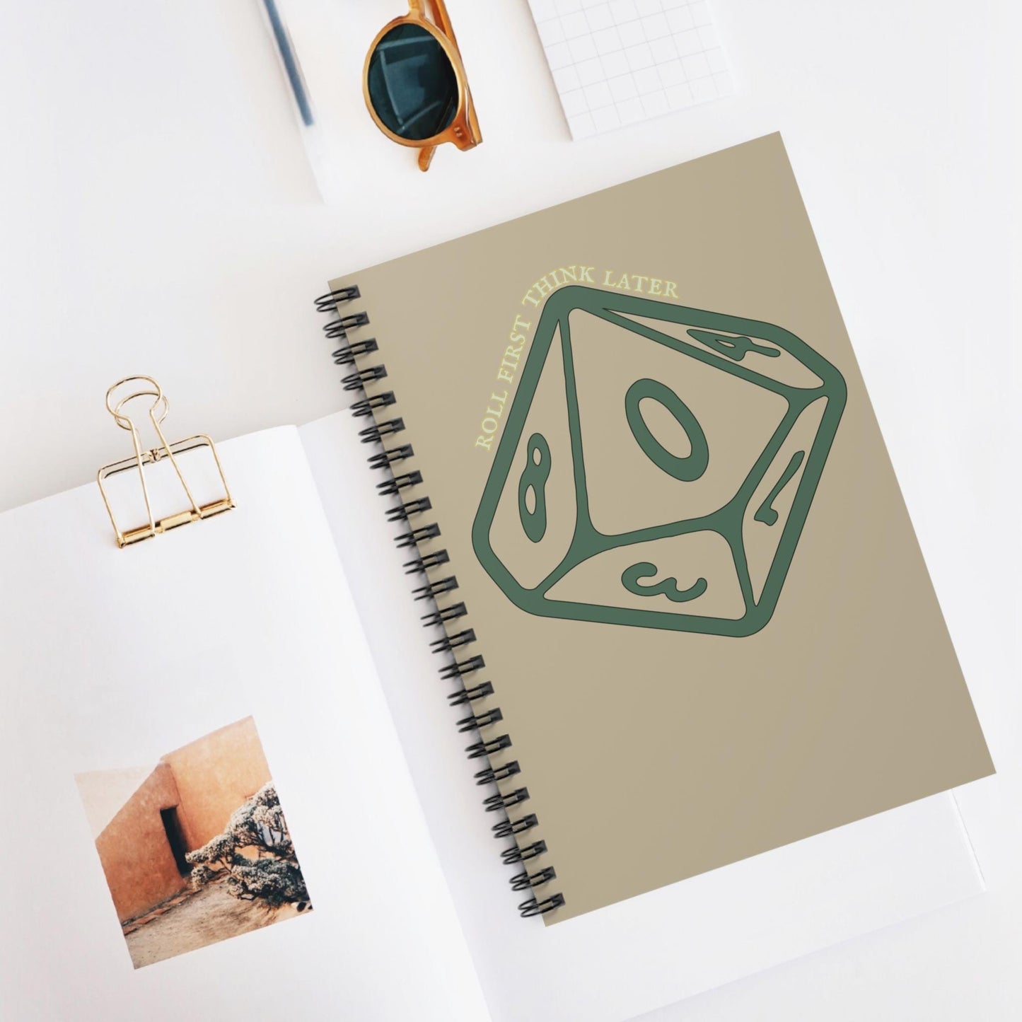Roll First Think Later Dice Goblin Notebook DND Spiral Journal TTRPG Notes