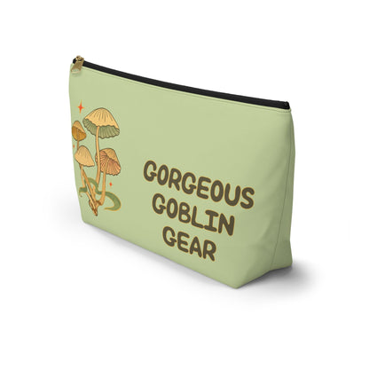 Goblin Gear Accessory Pouch: Mushroom Design, Gold Zipper