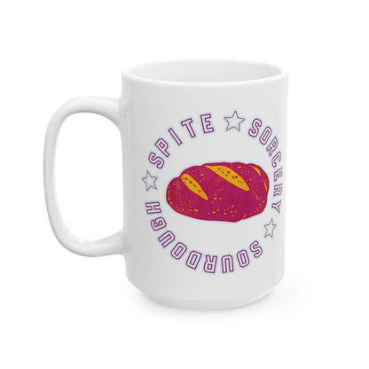 Spite Sorcery Sourdough Ceramic Mug | Kitchen Witch Bread Illustration