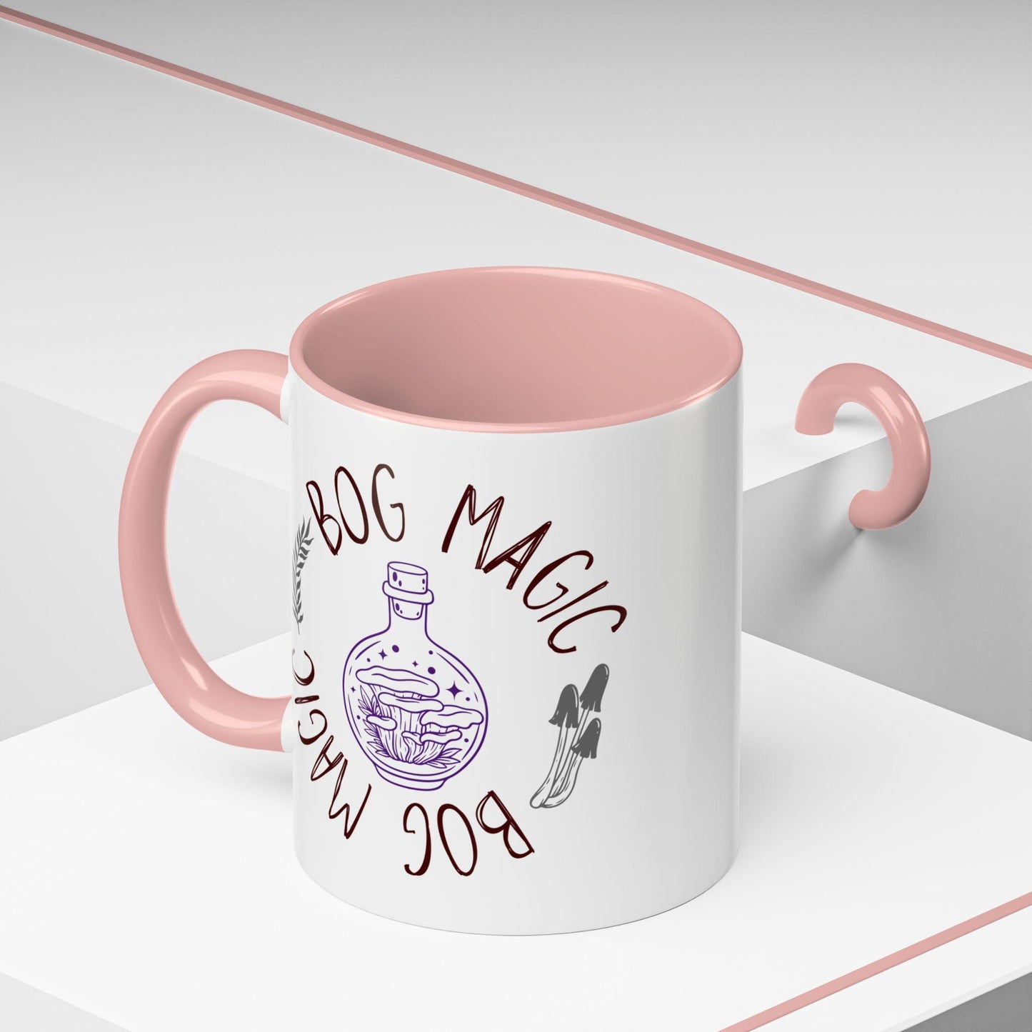 Bog Magic mug Accent Coffee Mug, mushrooms, potion bottle, goblincore