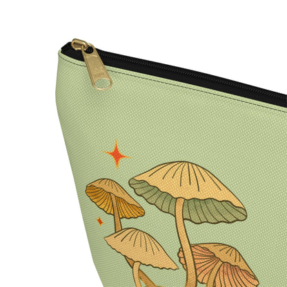 Goblin Gear Accessory Pouch: Mushroom Design, Gold Zipper