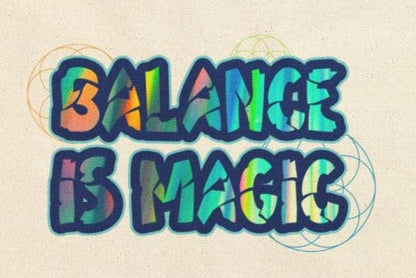 Balance Is Magic Witchy Cosmic Typography, Sacred Geometry Alchemy DND Goblin Gear Canvas Tote