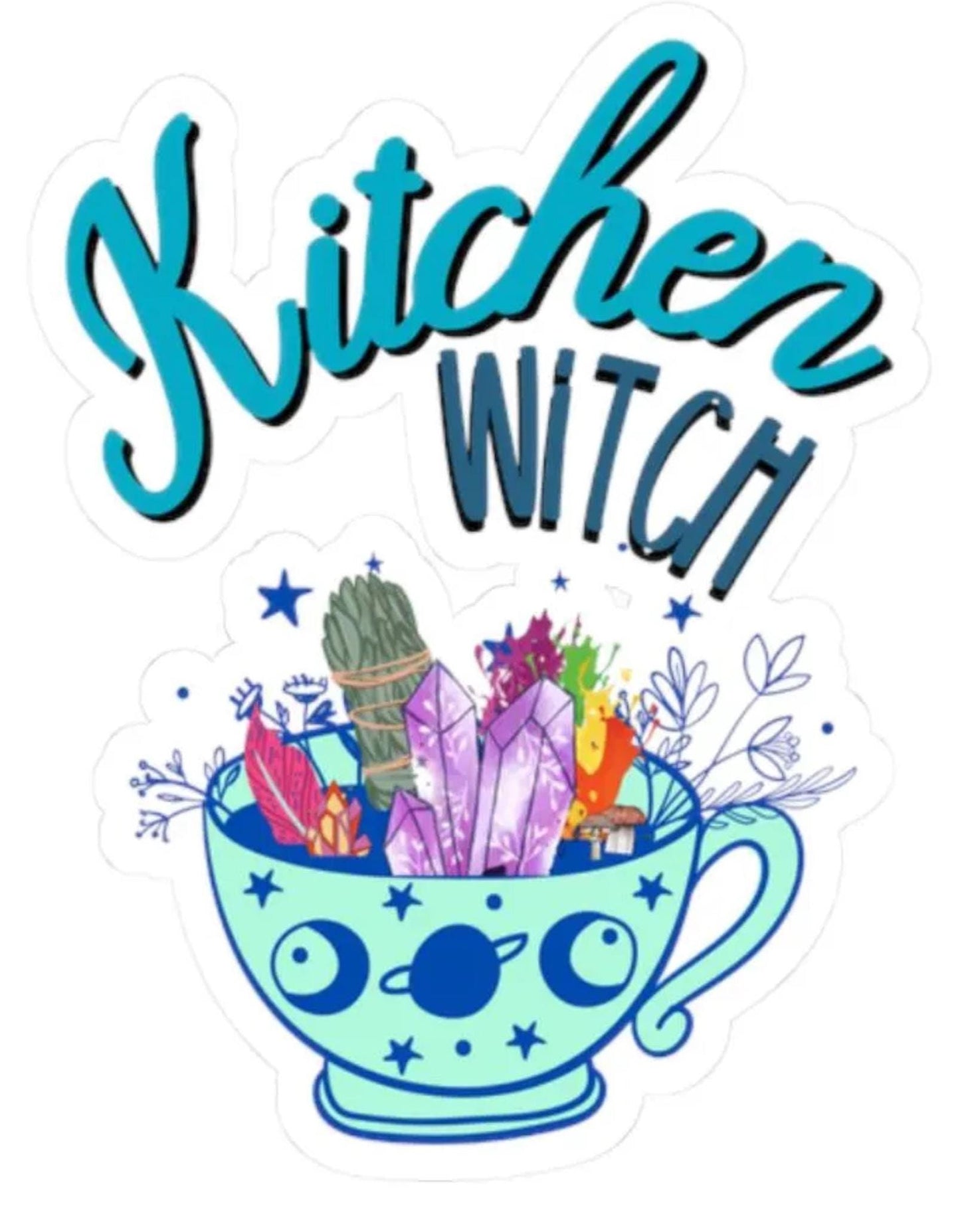 Kitchen Witch Sticker, Witchy Decor, Indoor Use