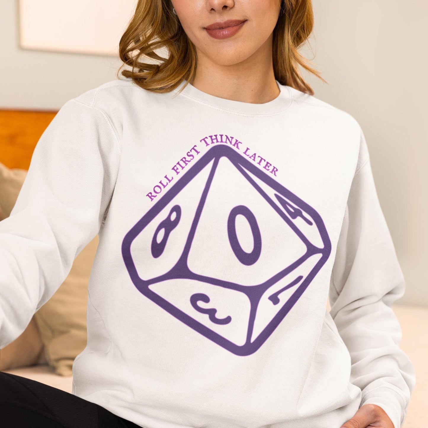 Roll First Think Later Dice Goblin Sweatshirt DND Goblincore TTRPG Crewneck