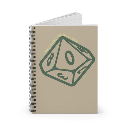 Roll First Think Later Dice Goblin Notebook DND Spiral Journal TTRPG Notes