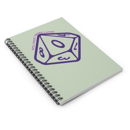 Roll First Think Later Dice Goblin Notebook DND Spiral Journal TTRPG Notes