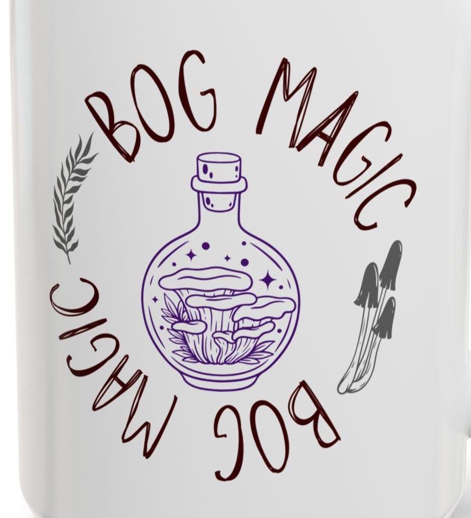 Bog Magic mug Accent Coffee Mug, mushrooms, potion bottle, goblincore