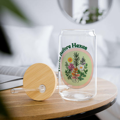 Herbs Before Hexes Glass Tumbler | Witchy Kitchen Decor, 16oz