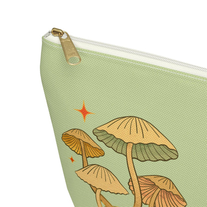 Goblin Gear Accessory Pouch: Mushroom Design, Gold Zipper