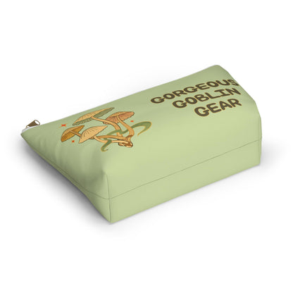 Goblin Gear Accessory Pouch: Mushroom Design, Gold Zipper