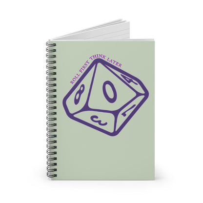 Roll First Think Later Dice Goblin Notebook DND Spiral Journal TTRPG Notes